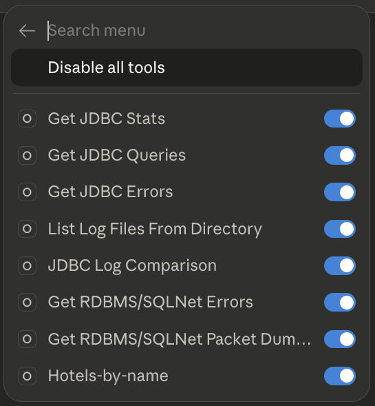 Claude Desktop tools screenshot