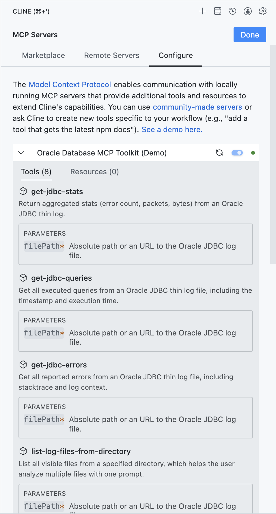 Cline tools screenshot